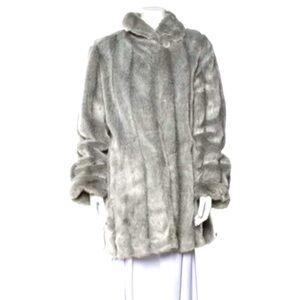 Dennis Basso Faux Fur Coat Grey/silver size XS